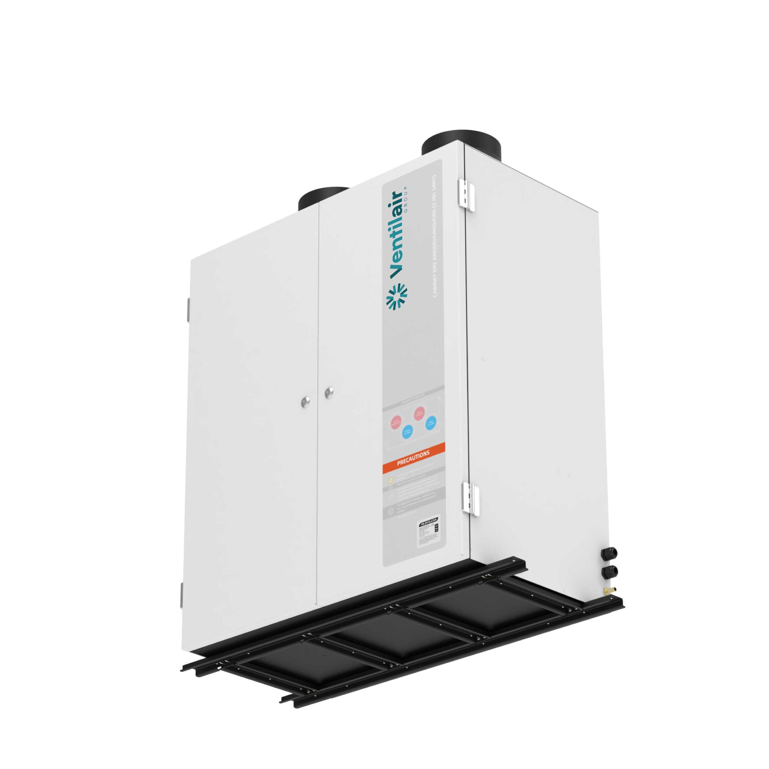 Showing the bottom side of Ventilair Dosuno Vertical HRV & Dehumidifier